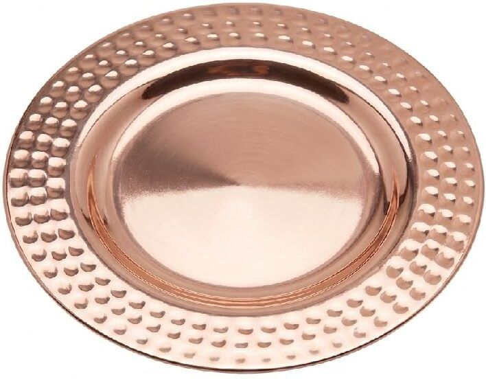 Hammered Finish Rose Gold Serving Tray Decorative Metal Plate Dinner Plate-image-17