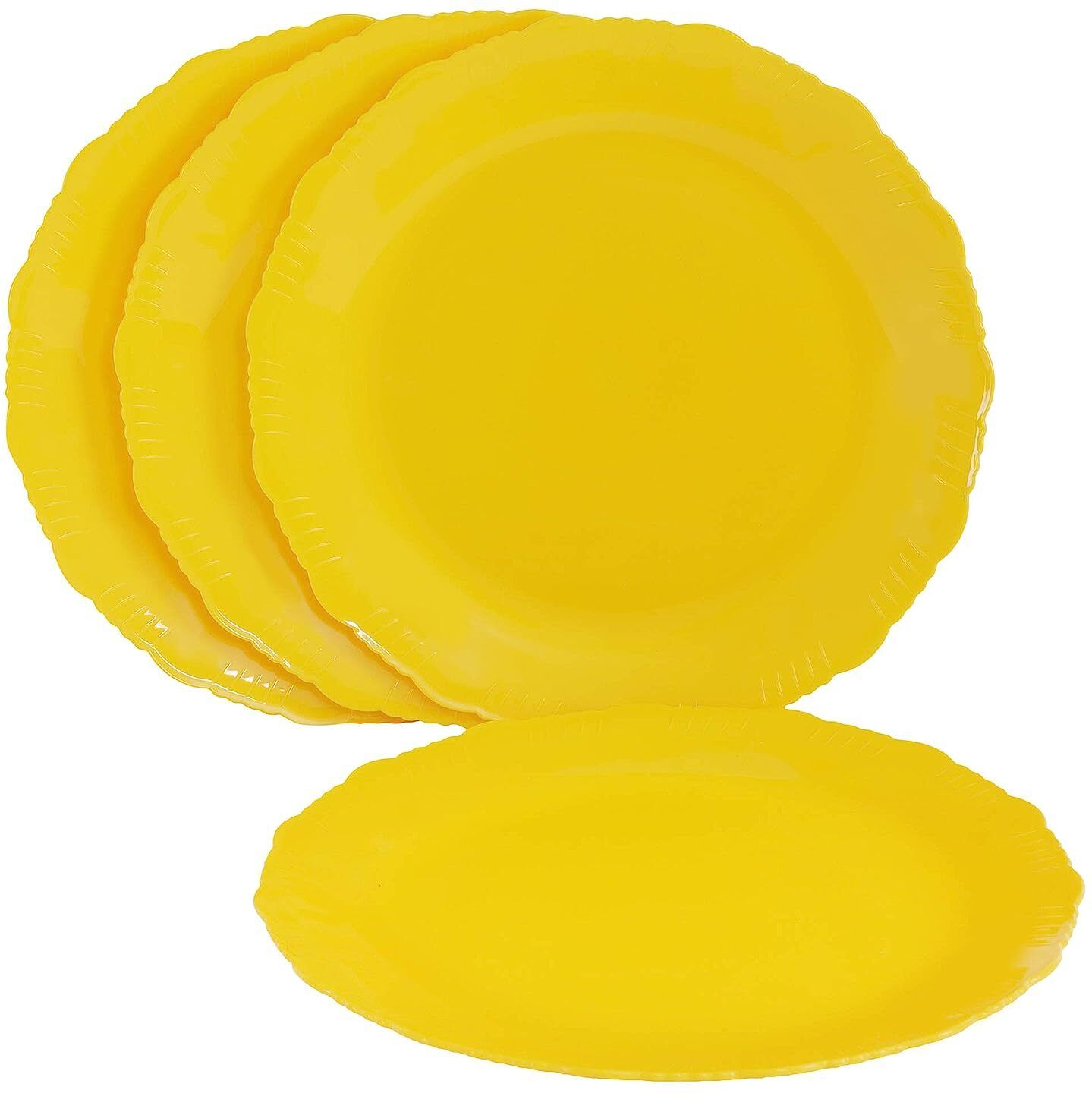 Designer Plastic Dinner Plates For Families, Parties, Unbreakable | Yellow Dinner Plate-image-22