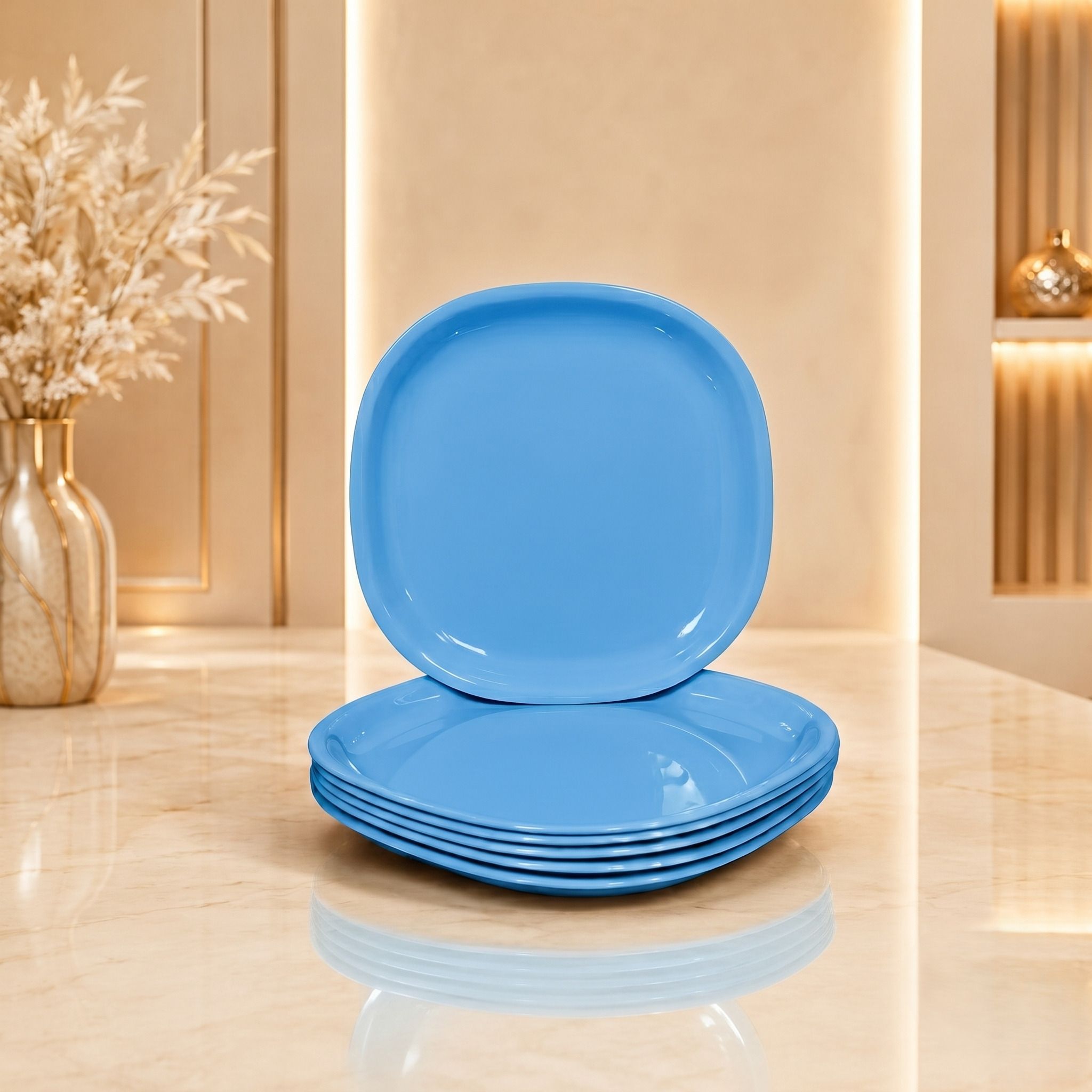 8 Inch Plastic Plate Square Shape for Home Dining Rice Plates-image-4