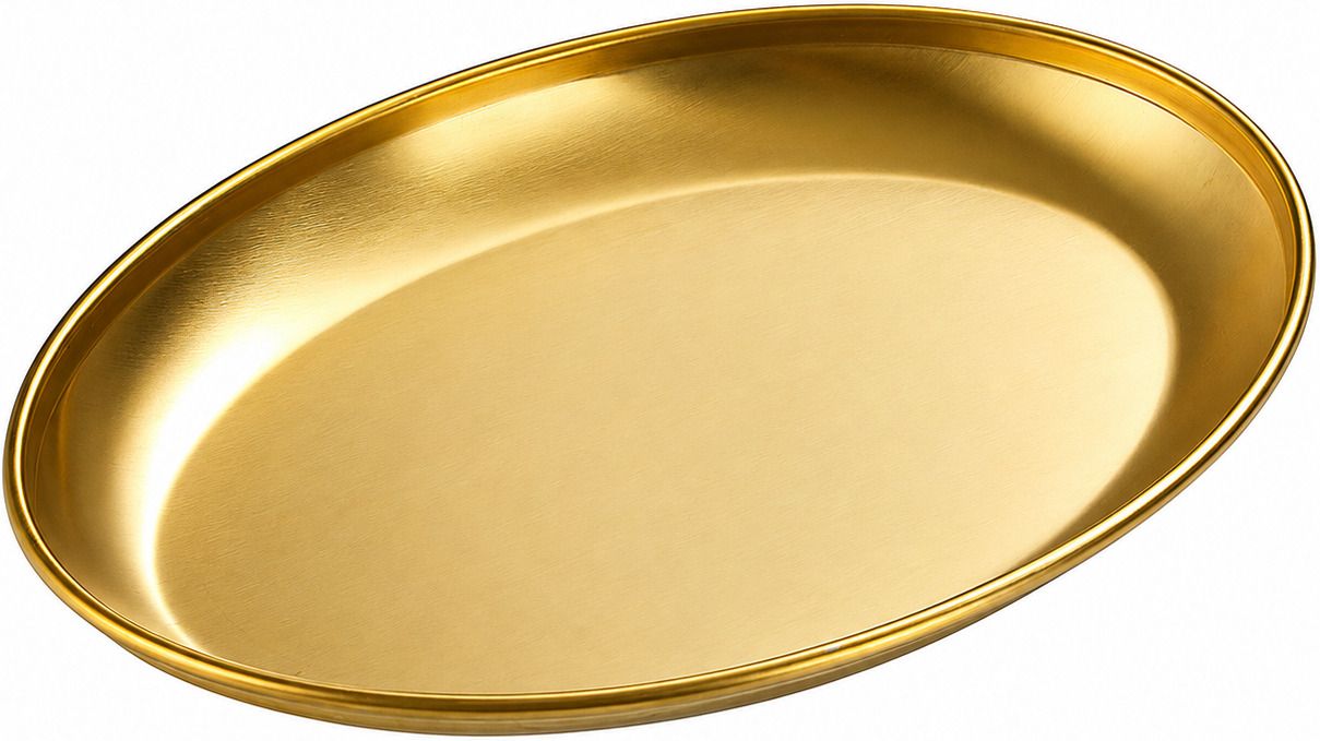 kruvad Golden Stainless Steel Mini Oval Serving Tray Hammered Finish Tray-picture-40