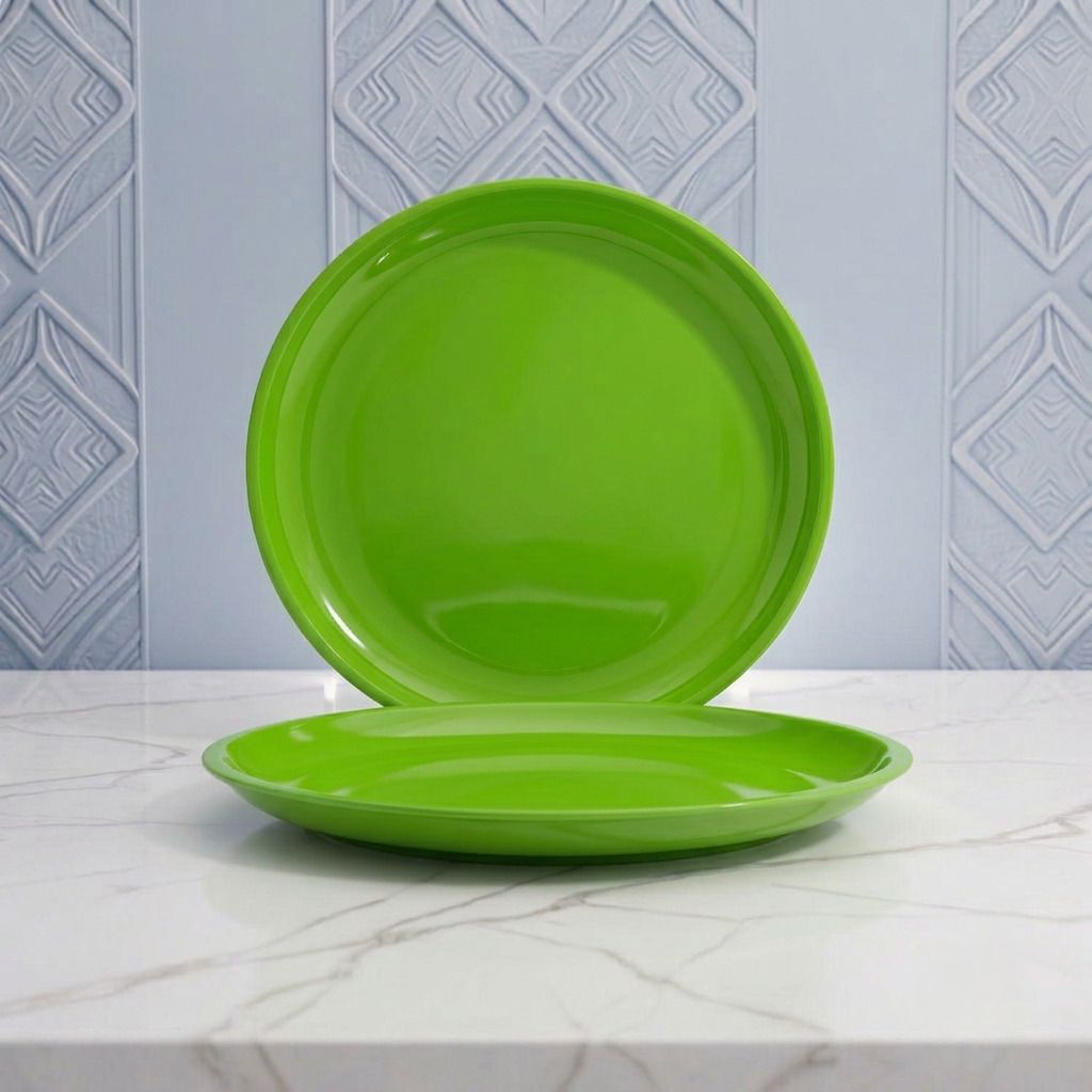 gulaab by gpe Food Grade Green Round Plastic Full Plate 11 Inch Dinner Plate-picture-30