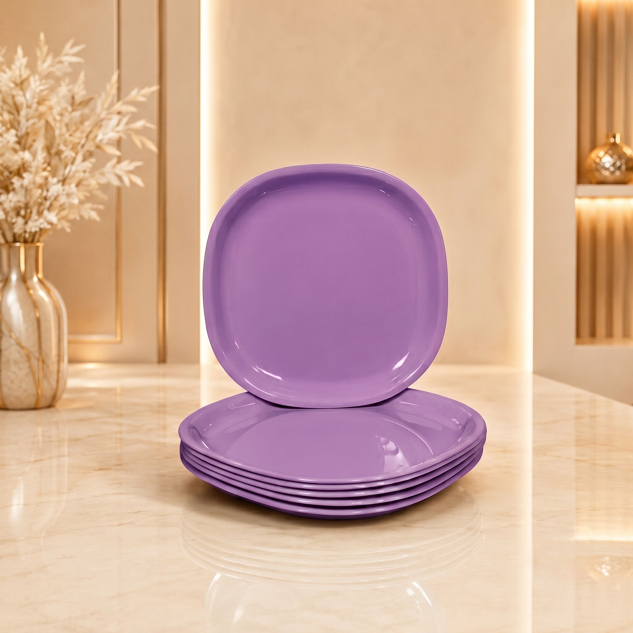 Everyday Use 8 Inch Square Plastic Snack Rice Plates-image-4