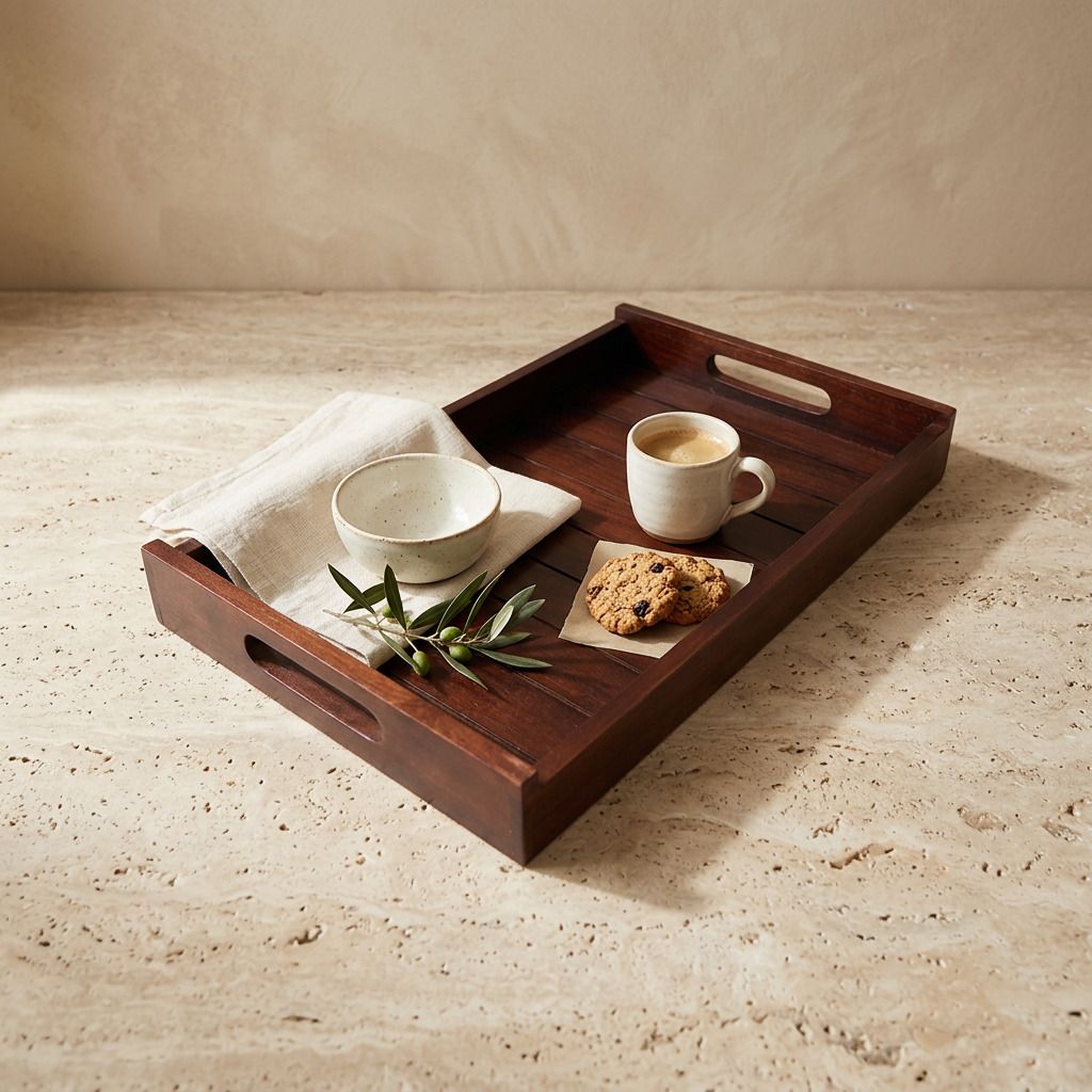 Extra Large Acacia Wood Serving Tray for Home & Kitchen Tray-image-25
