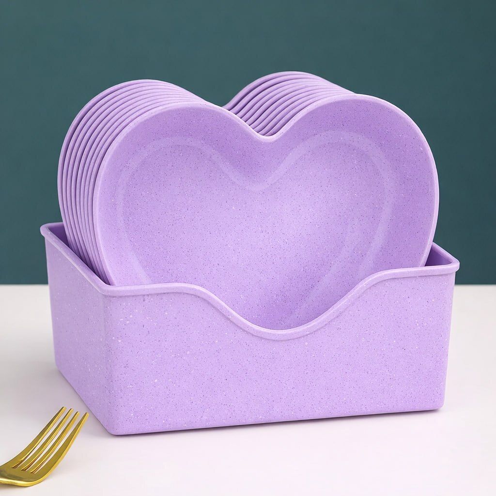 Heart Shape Dessert|Appetizer|Salad|Snack Plastic Plates - Party, Serving,Dinner Quarter Plate-image-35