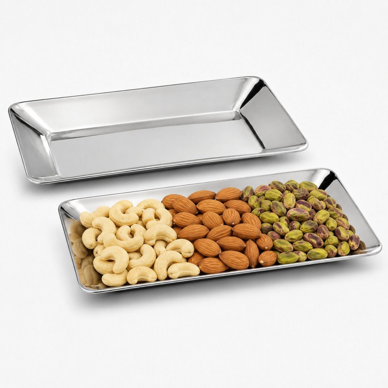 Stainless Steel Rectangular Dry Fruit Serving Tray for Snack Pickle Chutney Dish Chutney Plate-image-22