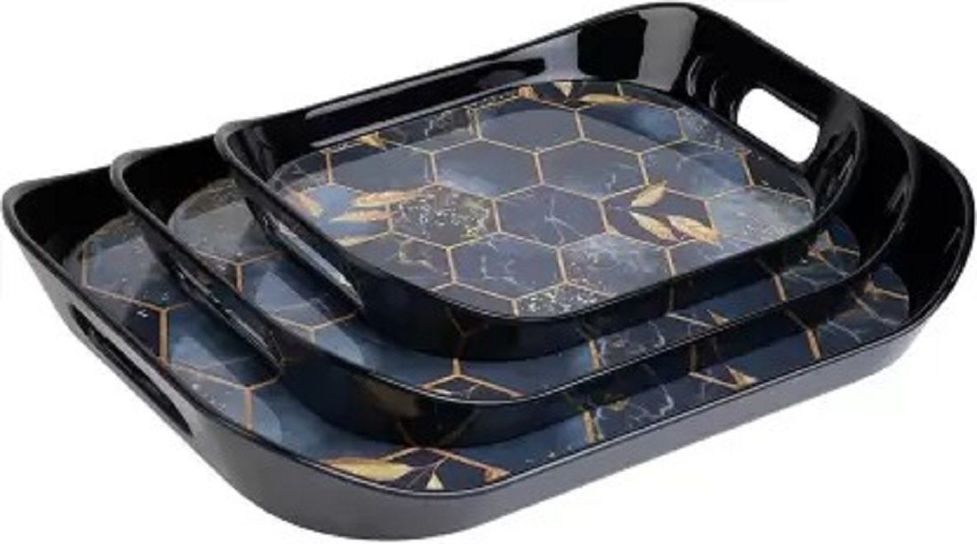premium plastic Era Serving Tray Set of 3 Honeycomb Design Tray Tray