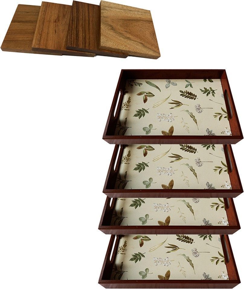 angiira handicrafts Wooden Handmade Digital Print Decorative Serving Tray (SET OF 4), Handcrafted_ Tray-picture-19