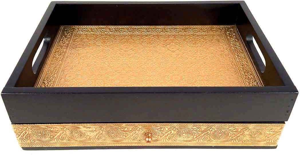 apkamart Wooden Tray with Drawer for Dining Table & Kitchen Use Tray-picture-17