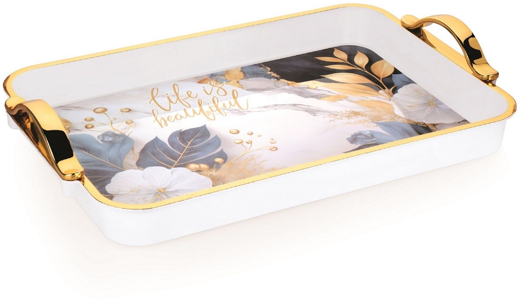 Glamour Plastic Flower Printed Serving Tray for Tea, Coffee, Snack, Home Tray-image-31
