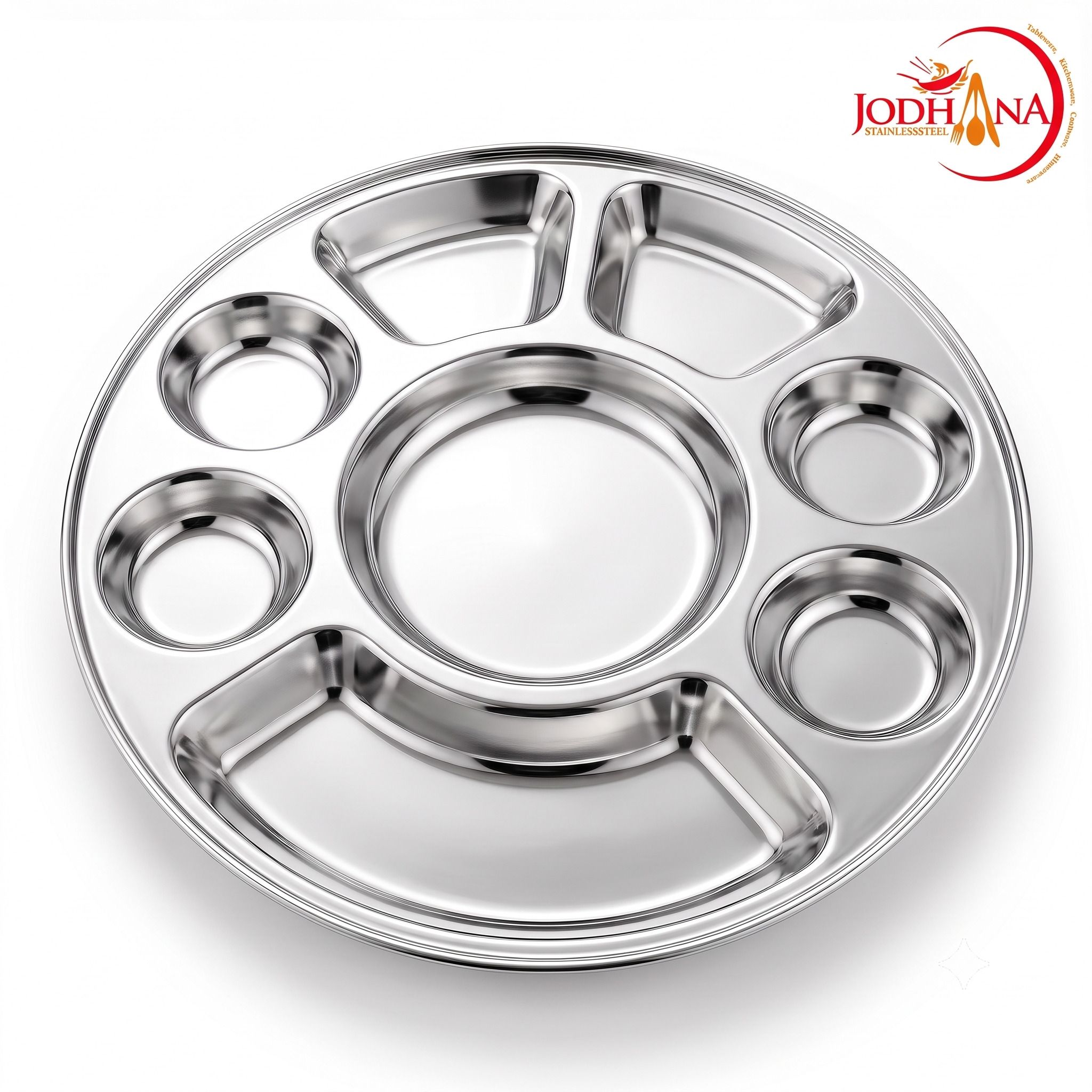 Steel Bhojan Thali | 8 Section Mess Tray Serving Plate for Home, Mess & Catering Dinner Plate-image-15