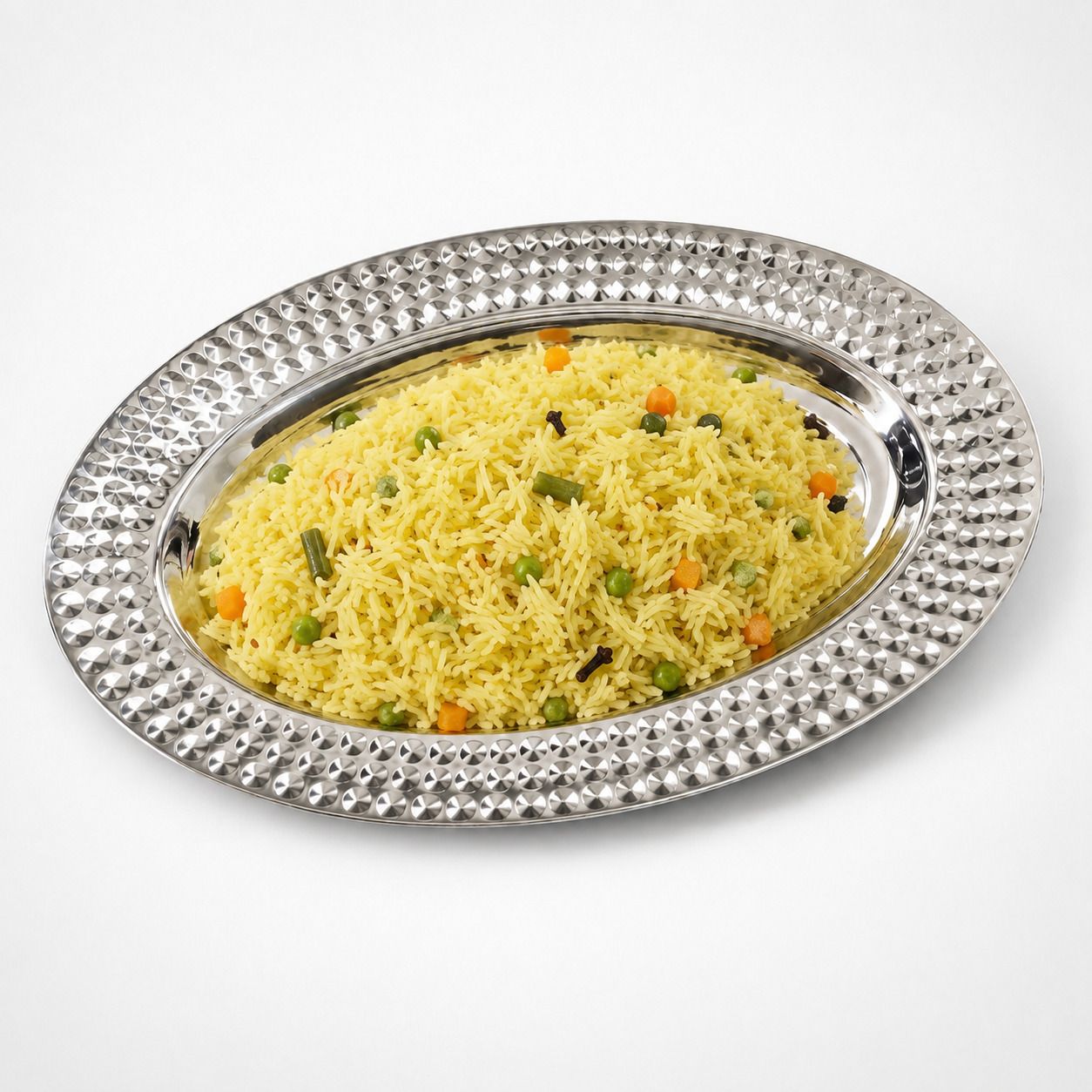 lexara Stainless Steel Oval Rice Serving Tray for Pulao, Biryani, Juice, Snacks Platter Tray-picture-17