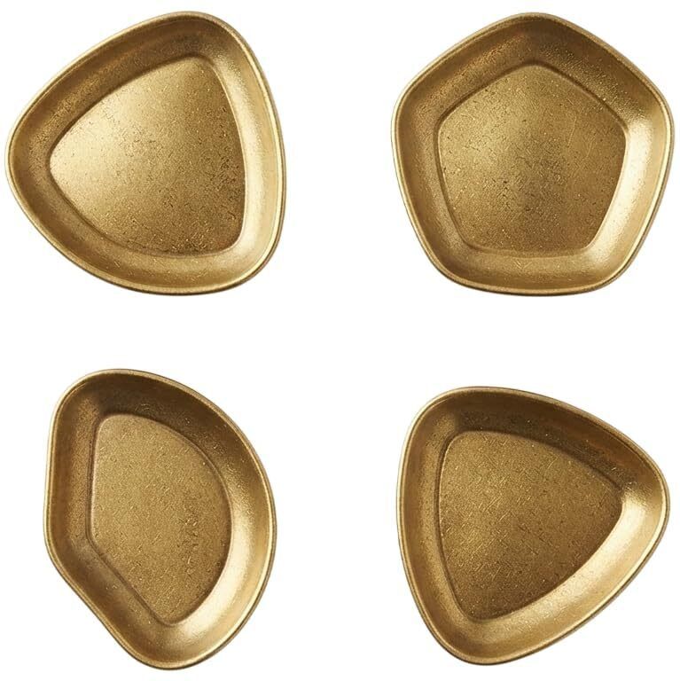 Golden Mini Sauce Serving Dish Set of 4 Decorative Dip Plate Chutney Plate-image-25