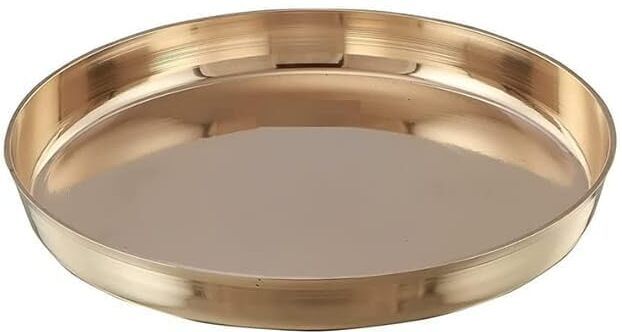 Thali Bronze Master Kansa Plate for Kitchen Pure Kansa Thali for Dinner (9 Inch) Dinner Plate-image-36