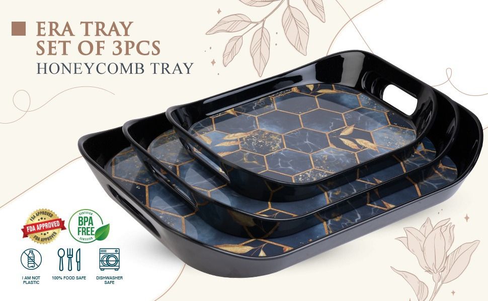 New Classic Honeycomb Designed Serving Tray Set of 3 Pcs Tray
