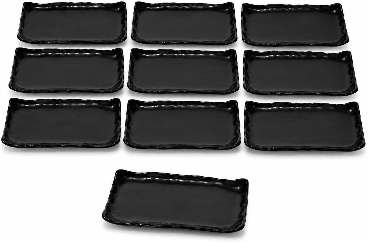 Falafel Snack Serving Platter Set of 10 Premium Black Rectangular Starter Tray Sizzler Tray-image-12