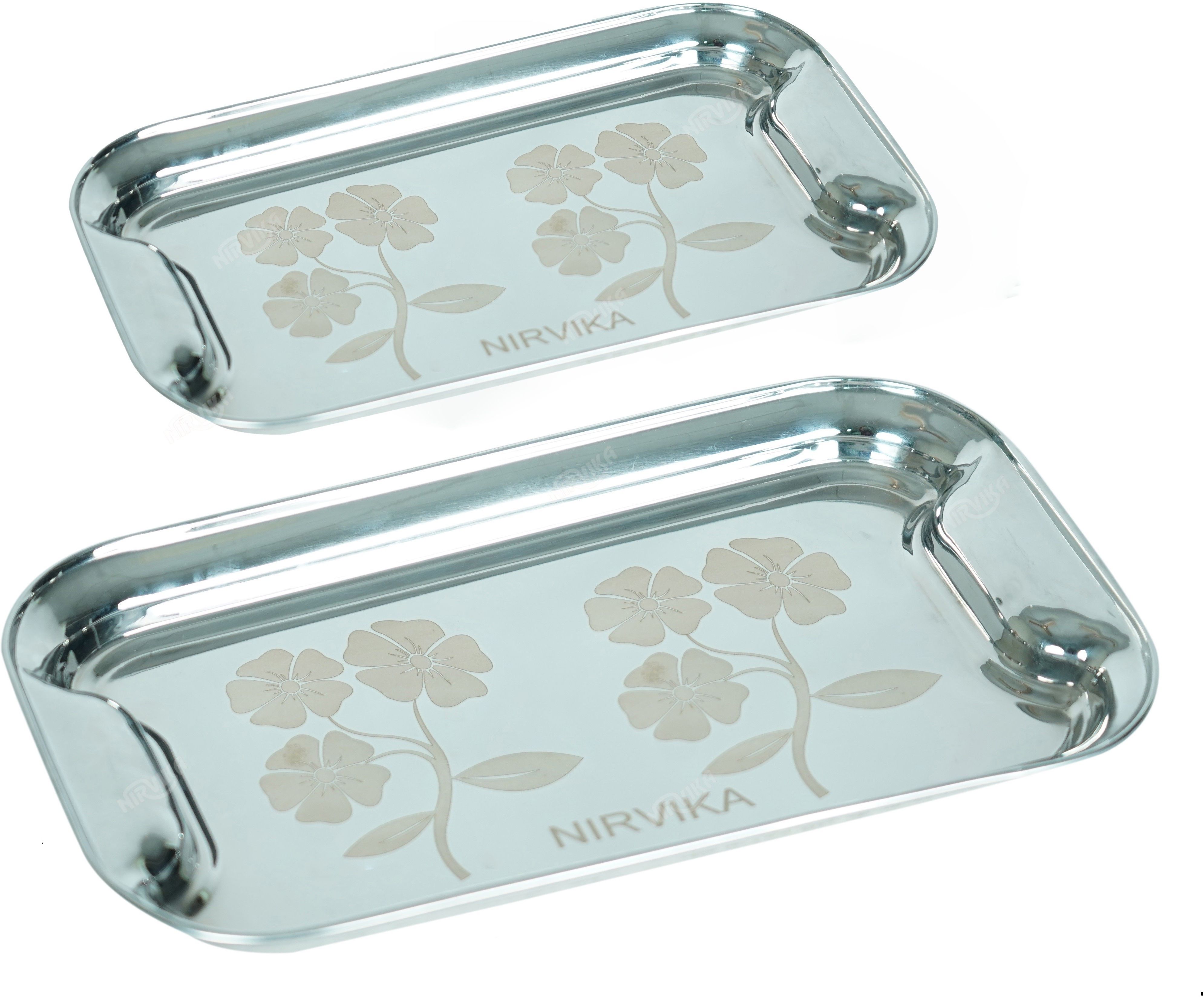 Stainless Steel Serving Tray Multipurpose Plate Tray Dish Set of 2 Tray