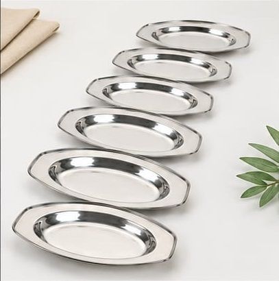 Heavy Gauge Stainless Steel Serving Oval Plate Chutney Plate-image-39