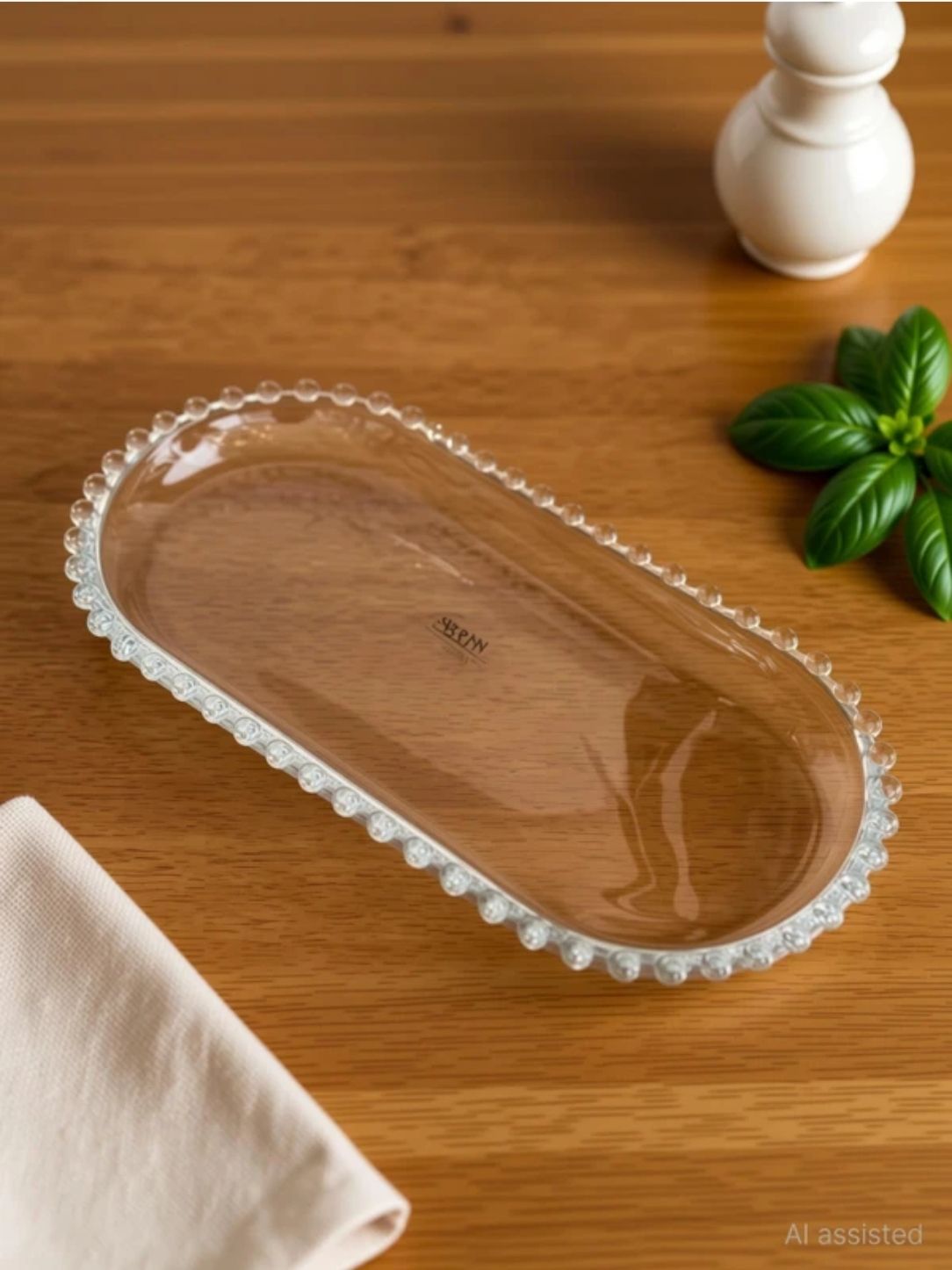 Modern Elegant Transparent Crystal lightweight Durable Glass 30 CM Leaf plate Tray-image-49