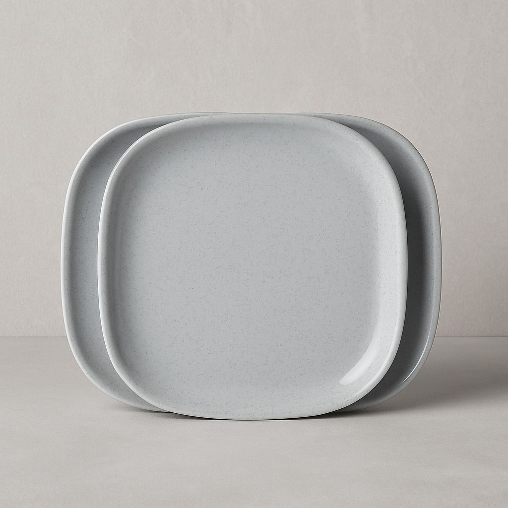 Marble Textured Square Plate 8 Inches Half Plate