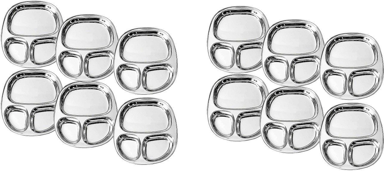 3 IN 1 Three Compartment Nasta/Dinner Plate- Set of 12 Sectioned Plate-image-3