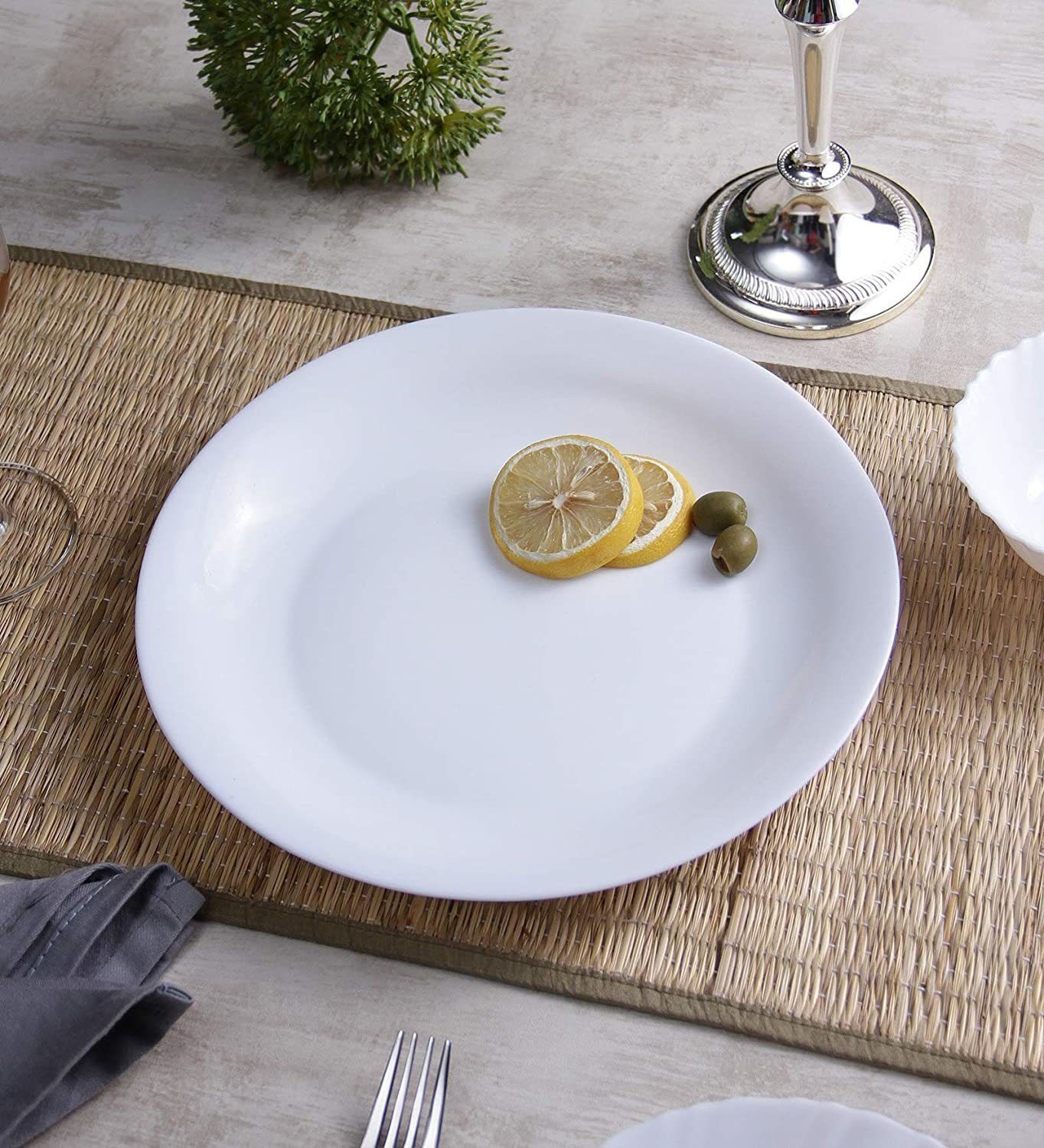 Plainware Opalware Glass Full Plate Set of 6 (10.6-inch)R48 Dinner Plate-image-48