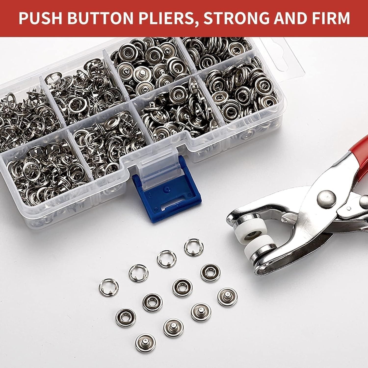 100 Pcs Metal Thickened Snap Fasteners Button Set with Hand Pressure Pliers Metal Buttons
