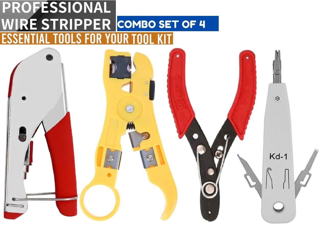 BALRAMA 2pc Combo Compression Tool Universal Wire Cutter Stripper Crimping Tool Pliers Network Interface Card image 1