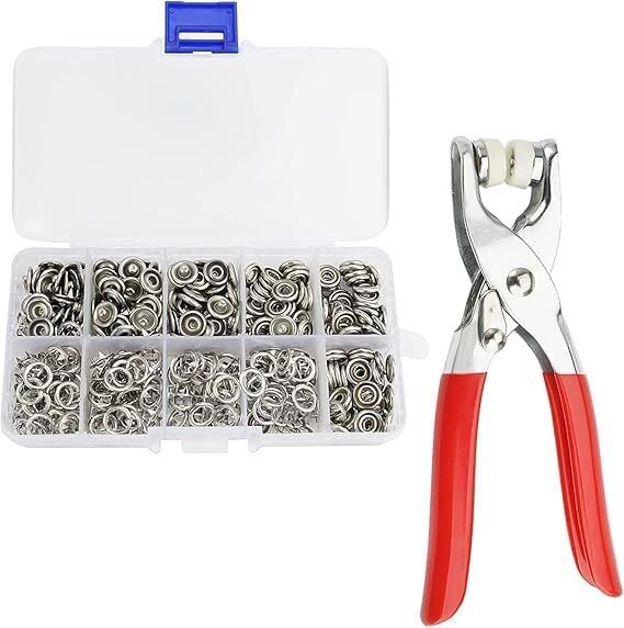 sarvashva trends Silver Thickened Snap Fasteners Kit Set Punch Plier Metal Buttons Combination Snap Ring Plier-picture-25