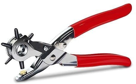 underzone Leather Hole Punch Plier with 6 Hole Sizes | Heavy Duty Revolving Belt Punch Tool for Leather, Watch Straps, Shoes & Crafts Tool Belt-picture-23