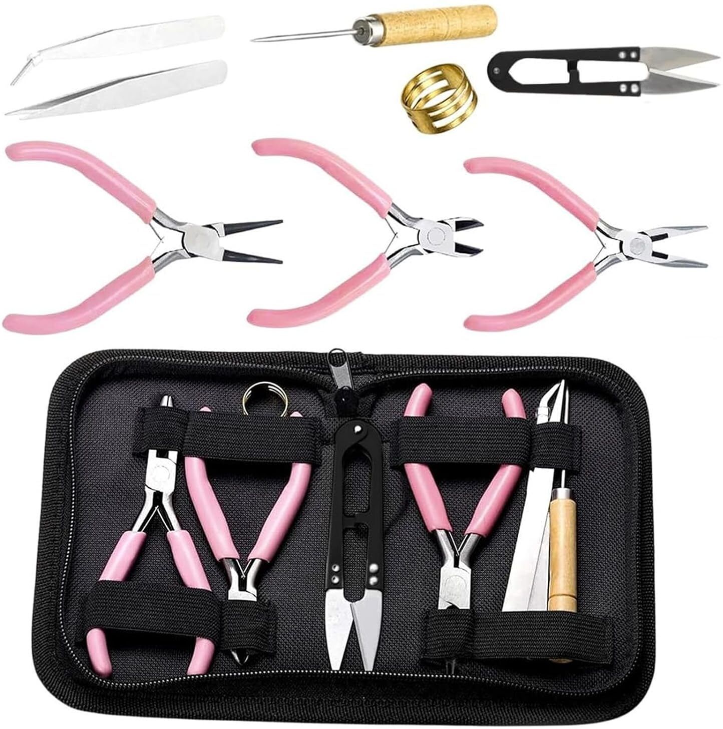 everglow 8 PCS Complete Jewellery Making Tools Kit, with Bag Needle Nose Plier-picture-10