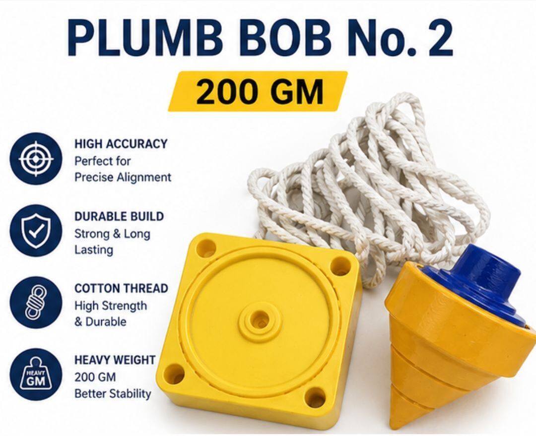lohiya Plumb Bob No.2 200gm Cast Iron Sahul Tool for Wall Alignment with Thread 0.2 kg Cast Iron Plumb Bob-picture-17