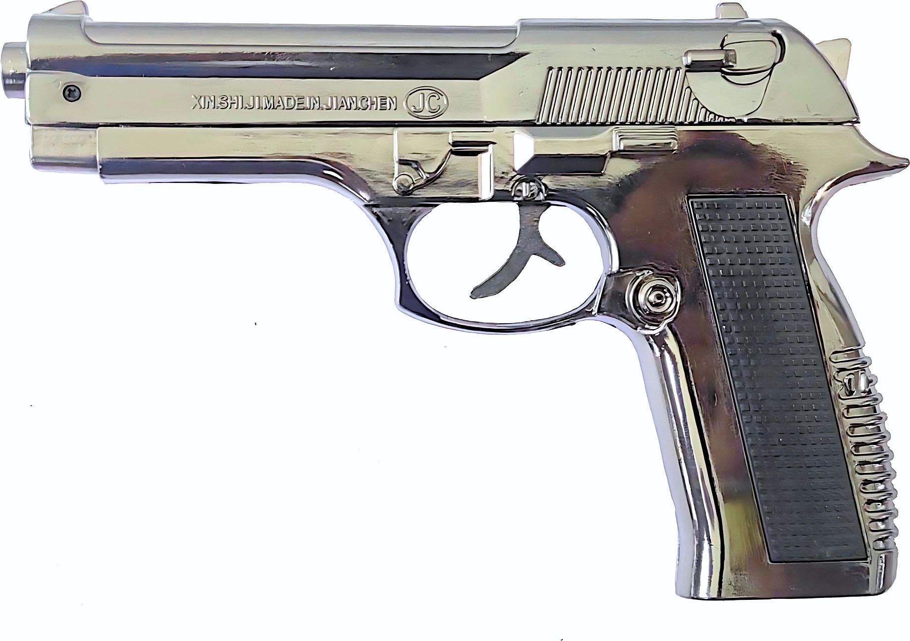 ® 608 Heavy Metal Pistol Shape Barrel Pull Back System & Leather Holster Gun lighter| Jet Flame | Stainless Steel Body Pocket Lighter