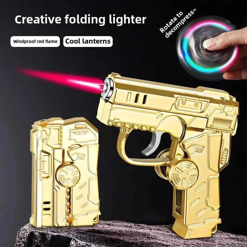 FOLDTRIGGER Gun Lighter 5-IN-ONE Foldable Portable Lighter Gun Spinner Lighter Pocket Lighter-image-4