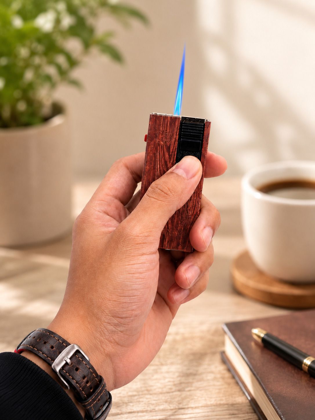 bm enterpriise Luxury Windproof Cigarette Lighter with Side Roller Ignition Pocket Lighter-picture-14
