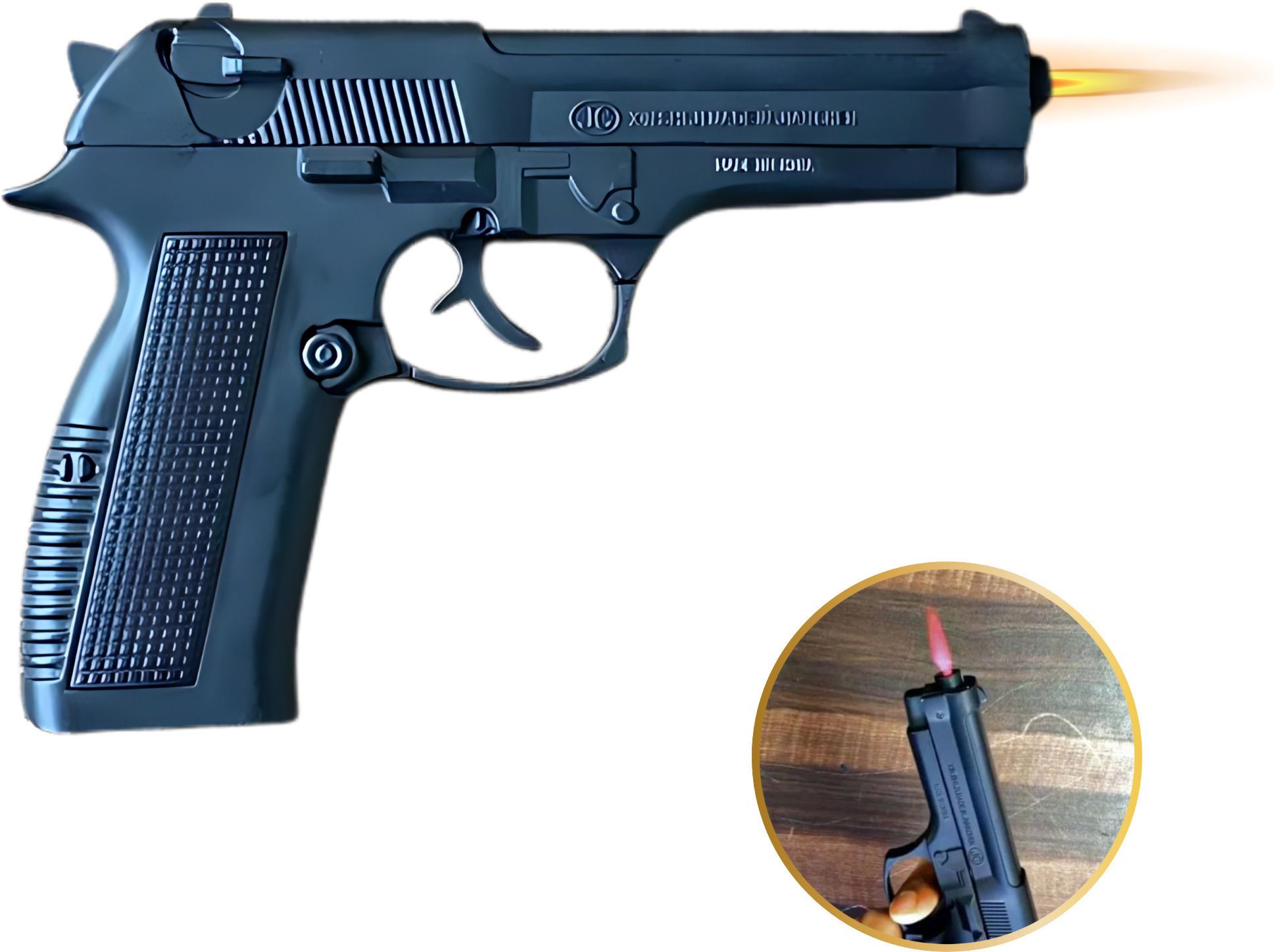 608 Metal Gun Lighter Barrel Pull Back System Black Look Heavy Weight Gun Gun Lighter Pocket Lighter-image-24
