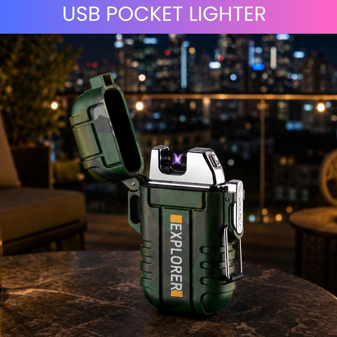 clairbell USB Rechargeable Electric Lighter with Windproof Arc EX302 Pocket Lighter-picture-4