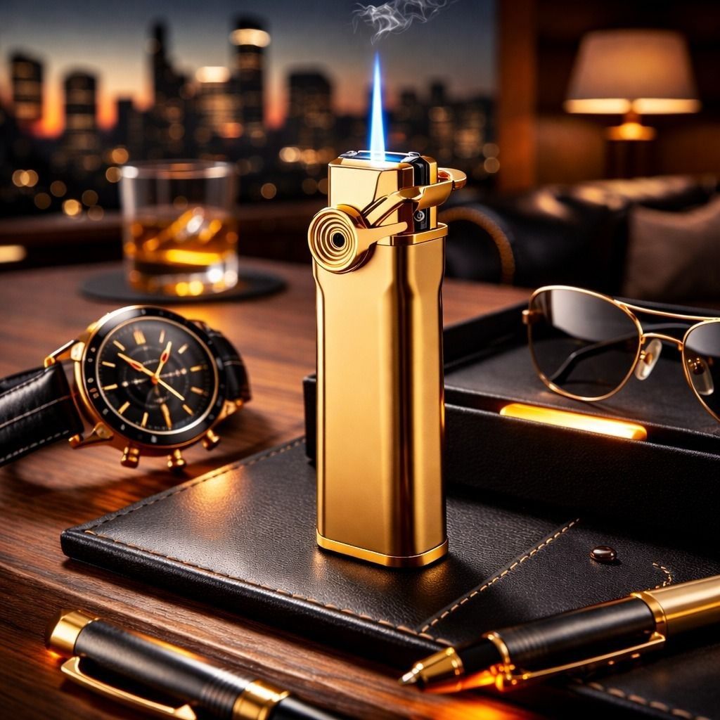 Luxury Torch Lighter for Cigars – Windproof Jet Flame Metal Cigar Lighter Pocket Lighter-image-1