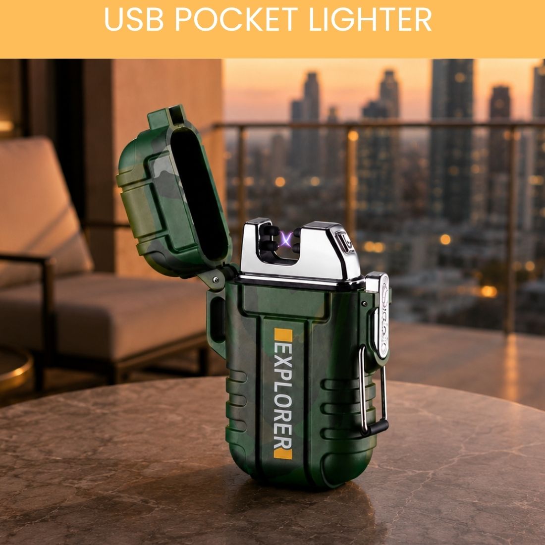 sacro USB Rechargeable Electric Lighter with Windproof Arc GB285 Pocket Lighter-picture-48