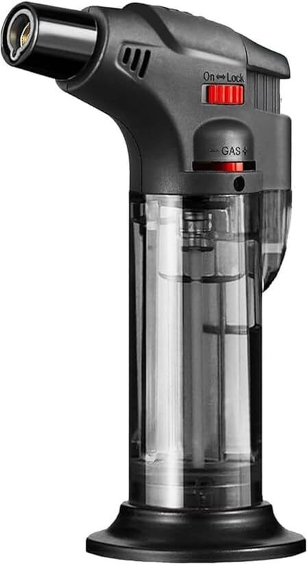 Butane Refillable Gas Torch Flame Gun & Adjustable Flame Safety Lock for Kitchen Adjustable Flame Lock with Lighter Stand Multi Outdoor lighter Pocket Lighter