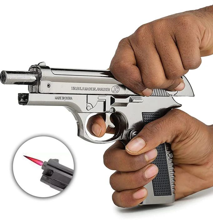 608 Gun Lighter – Heavy Metal Pistol Design | Jet Flame | Windproof & Refillable 608 metal gun lighter Pocket Lighter