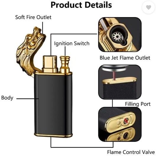 Black Double Flame Metal Body Lighter Unique Design Dual Flame Dragon Lighter Pocket Lighter-image-37