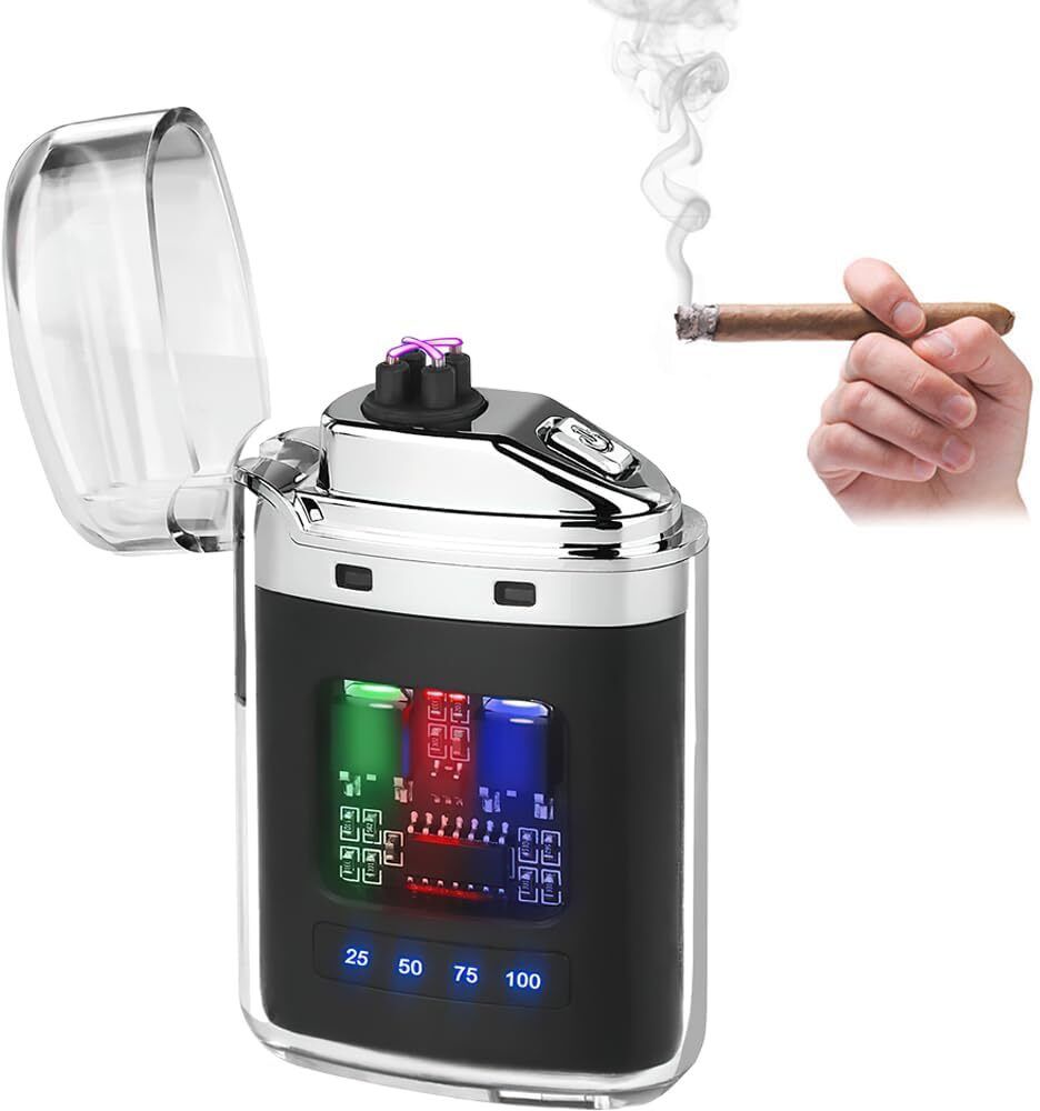 sevenspace Windproof USB Plasma Arc Electric Lighter with LED Battery Display Pocket Lighter-picture-25