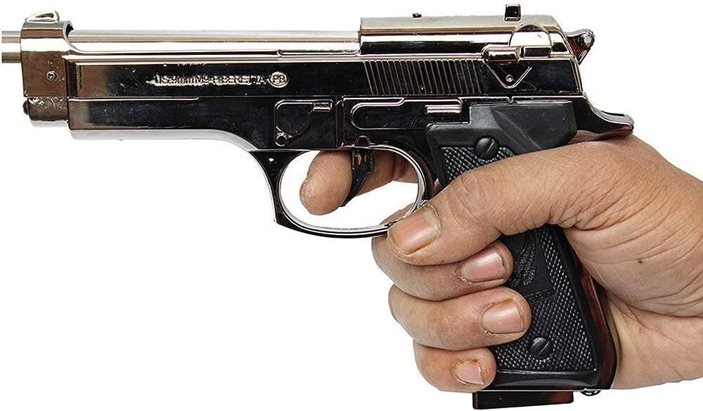 Heavyweight Metal Gun-Style Lighter with Stainless Steel Body & Steel Finish Pocket Lighter