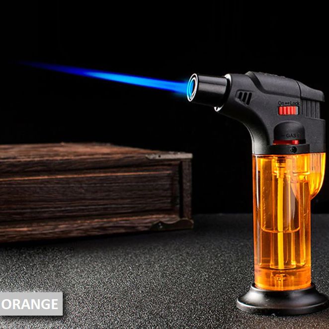 Blow Torch Fire Gun Jet Flame Refillable Butane Gas Lighter Blue Jet Flame Lighter Blow Torch Refillable Culinary Kitchen Gas Lighter Pocket Lighter