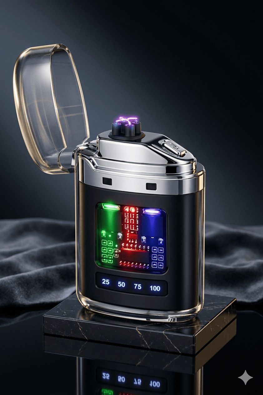 Arc Lighter with LED Display USB Rechargeable Dual Outdoor Activities Power Display Windproof Flameless Smoking Camping Travel Pocket Lighter-image-34