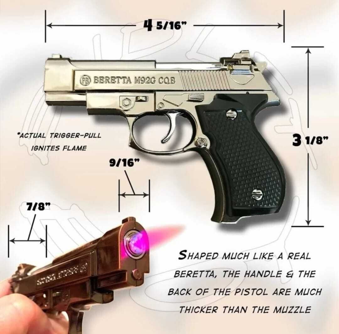 100% BRAND NEW GUN SHAPE SILVER CIGARETTE LIGHTER, POCKET LIGHTER Pocket Lighter-image-17