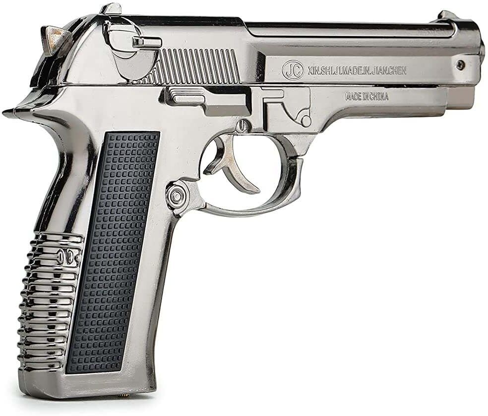 Gun Lighter Pistol Lighter Heavy Weight Metal Body Gun Pistol Shaped with Barrel Gun Gas Lighter, Pistol Shaped with Stand Heavy Metal Body, Barrel Pull Back Pocket Lighter-image-40