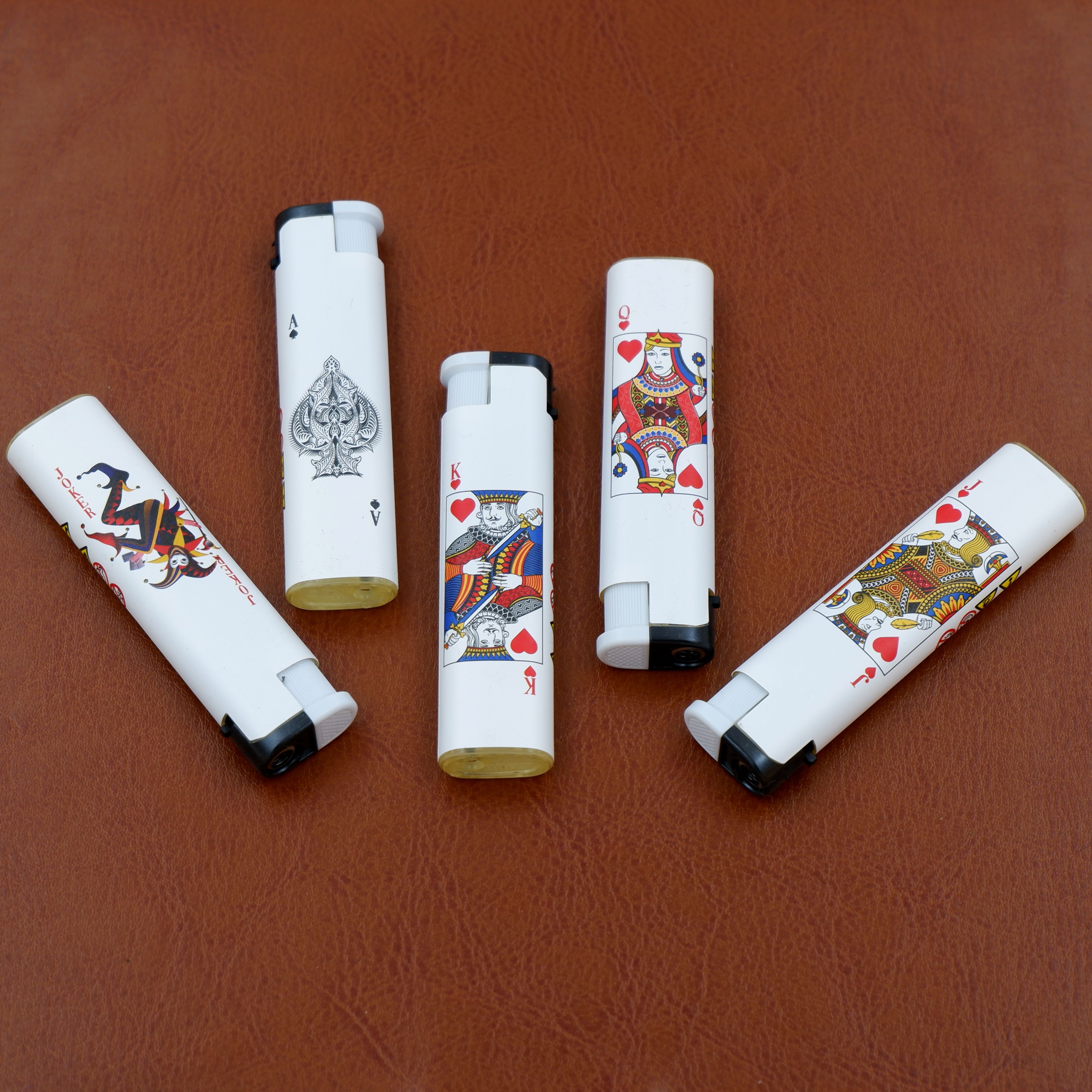 Pack of 5 White Card Deck Jet Flame Windproof Pocket Lighter Pocket Lighter-image-0