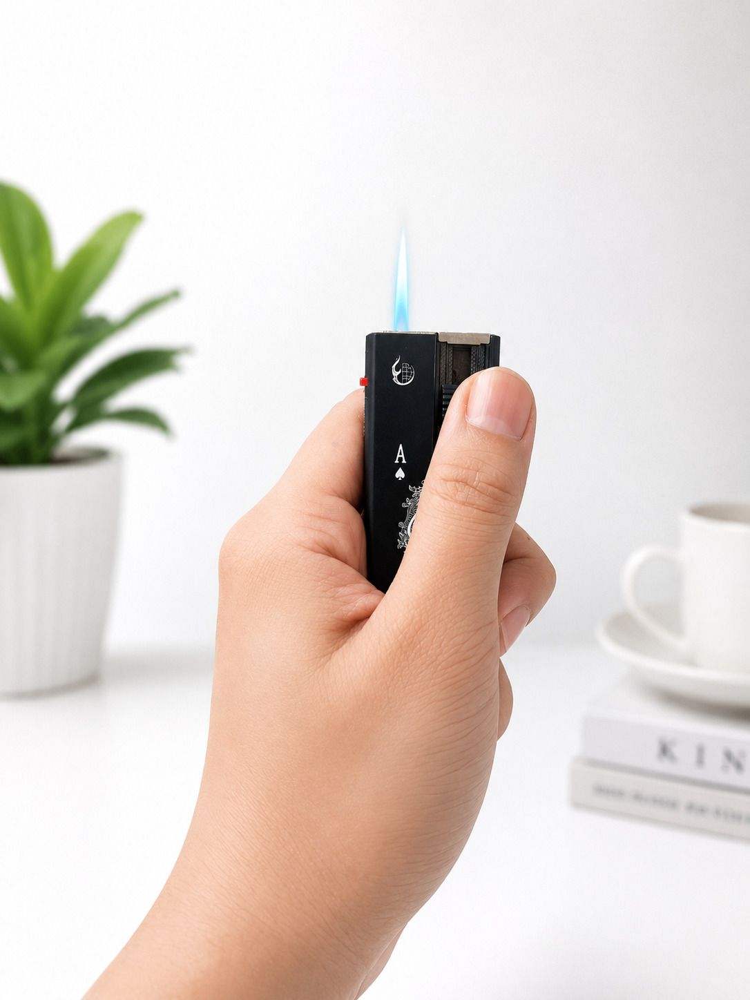 Side Roller Ignition Refillable Cigarette Lighter with Premium Texture Design Pocket Lighter-image-7