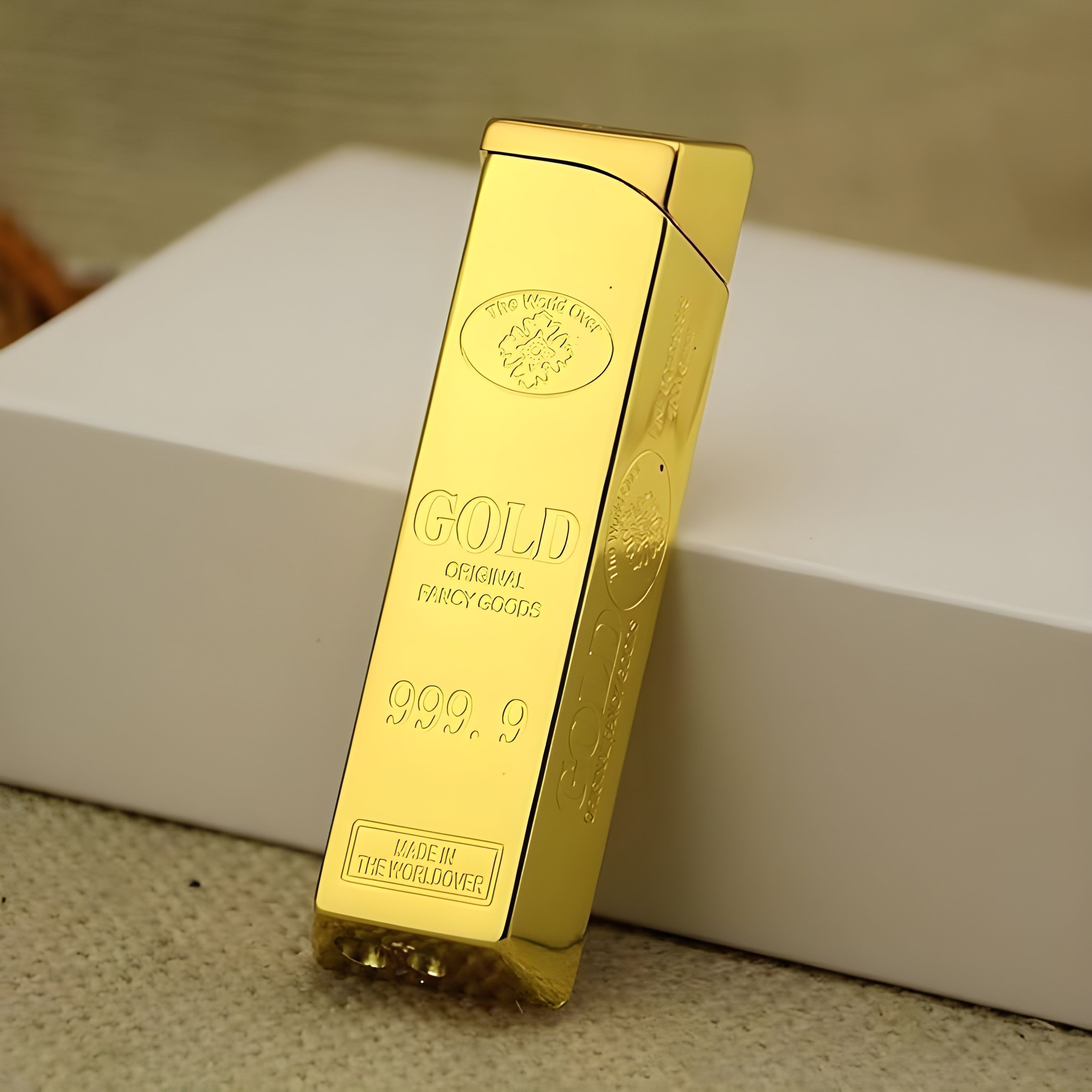 Gold Bar Lighter Refillable Butane Gas System Metal Body & Cigarette Cigar Gold Bar Pocket Lighter Pocket Lighter